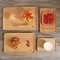 Creative Japanese wooden dinner plate Solid wooden rectangular breakfast bread water cup Hotel dumpling tray Small wooden plate