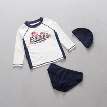  Korean childrens swimsuit Girls baby simple European and American flower print swimsuit split long sleeve sunscreen surfing suit