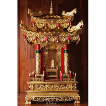 Buddhist niche household solid wood double-layer roof Shenlou table table table small dragon column Shrine shrine god counter Buddha table Golden Buddha cabinet