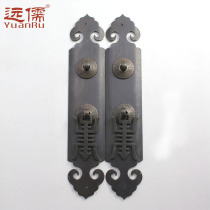 Yuanru bronze sculpture Chinese antique copper accessories cabinet door straight classical door lock handle YRG178 18CM
