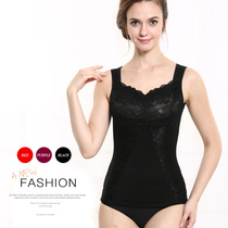 Autumn-winter ladies TOWTO-breasted closeted body gush with thickened warm vest lace goalless sleeves with no sleeves tight and bottom