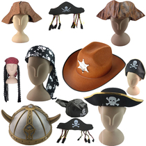 Christmas performance cap cosplay Pirates of the Caribbean hat props Cowboy Viking helmet Captain hat Jack