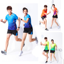 Badminton suit couples mens and womens summer short-sleeved shorts round neck sportswear custom printing