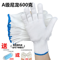 Environmentally friendly cotton yarn gloves thickened wear-resistant pure cotton thread white thin anti-skid work sweat-absorbing gloves