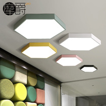 Mojue Nordic simple personality creative living room girl bedroom LED geometric macaron color ceiling lamps