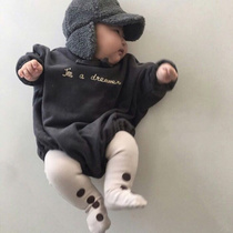 ins explosion baby spring and autumn Korean version loose one-piece coat sweater male and female baby pure cotton plus velvet climbing clothes