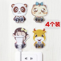 Plug hook wall hanging strong load-bearing viscose wall free hole paste no trace nail creative cute socket sticky hook