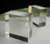 Custom 100*100*50mm transparent solid glass brick Fine grinding crystal brick Bubble polishing corrugated silver-plated matte