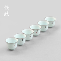 Drinking to shadow celadon six degrees Cup Jingdezhen tea cup Master Cup single cup single special ceramic bucket Cup