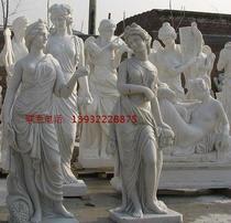 Han White Jade Characters Stone Sculpture Western Art Four Seasons God Sculpture Square Home Decoration Pendulum stone sculptures
