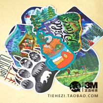 Hand-painted style Outdoor Adventure camping notebook suitcase luggage surfboard diving waterproof 3M sticker