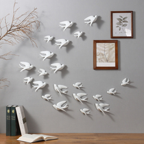 Modern creative simple European style room living room hotel background wall soft ceramic wall hanging decoration 3D bird decoration