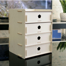 Wooden four-layer drawer storage box Desktop drawer cabinet storage box Locker multi-function storage box A021