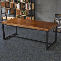 loft Industrial Wind iron art solid wood conference table office negotiation table and chair combination rectangular long table table Workbench