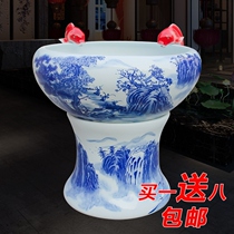 Buy one get 8 free Jingdezhen ceramic goldfish bowl water ring filter water spray turtle cylinder oxygen pump Feng shui cylinder