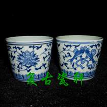 Jingdezhen Cultural Revolution Factory Porcelain Traditional Blue and Flower Lingzhi Hand Cup Tea Cup Tea Cup Tea Cup Cup Tea Cup Tea Cup Tea Cup Factory Goods
