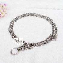 Stage two rows of stainless steel p chain Snake Chain Large Dog Neckline Pet Dog Collar Dog Collar Gold Wool Neckline