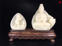 Collection Fujian Shoushan Stone Old Sexual Junction Crystal Lotus Root White Hibiscus Stone Pendulum piece combination (Tong Zibai Guanyin)