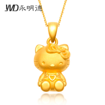 Gold ktcat pendant 999 gold necklace women 3D hard gold pendant Hello Kitty 24K pure gold jewelry
