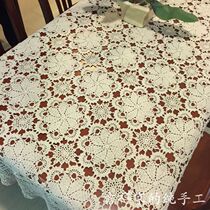 Auspicious handmade crochet tea table cover cloth pastoral retro cotton lace hollow woven table cloth rice White