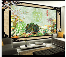 Simple modern TV background wall tile mural living room parquet Microspar film and television Wall cultural fossil home and rich