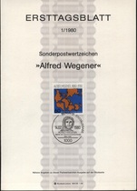 West Berlin 1980-1 Geophysicist Wegener Centenary Birth Paper First Day Commemorative Postmark