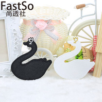 Black white cloth sticker swan baby sweater skirt patch pants patch decorative appliqué down jacket patch sticker