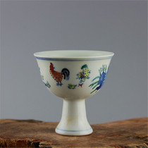 Daming Chenghe Doucai Female Chicken High Foot Chicken Cavs Cup Old Ming Dynasty Ancient Porcelain Antique Collection