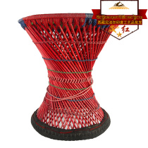 Tibetan red ethnic Tibetan furniture bamboo strips color hourglass color Nepal handmade creative waist drum stool
