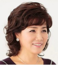 New mid-age wig short curly hair lady wig Mama old man wig whole top wig headgear