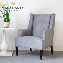 Minimalist modern single sofa chair grey cloth art soft bag New Chinese living room solid wood casual sofa bedroom Nordic