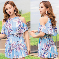 Swimwear womens skirt boxer split toilet belly thin two-piece set plus fat large size one-piece swimsuit soak hot spring