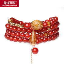 Taishan grandma's lifetime bowler skewers multi-layer female red agate's monkey year bracelet multi-layer Korean version