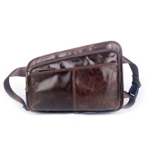 2016 new first layer cowhide mens personal fanny pack outdoor mobile phone bag chest bag
