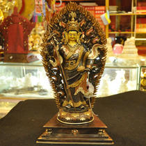 Tibetan Buddhism Nepal Copper semi-gilded Lotus green Buddha lian sheng standing Buddha a foot