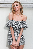 Summer fashion hot sale Europe and the United States new Aliexpress one-word collar black and white grid halter jumpsuit tide women good quality