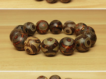 Mens original Tibetan three-eyed celestial beads agate hand string vintage polypox Dragon beads rosary bracelet