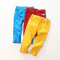 Foreign trade childrens clothing boys and girls Baby Cotton washed candy color jeans casual pants Spring and Autumn New