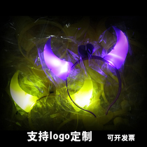  Concert luminous horn light Flashing crown horn hairpin Bow Hairpin Halloween Headdress Luminous headband