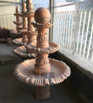 Customized evening red fountain feng shui ball white marble carving marble carved fountain sculpture Quyang stone carving