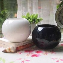 European small belly solid color flower pot Simple white ceramic flower pot succulents planting black and white