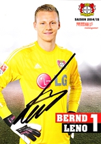Leno Leverkusens 2014-15 season pro-pen signature official card
