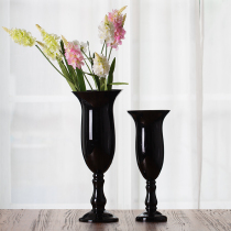 Black glass vase floor-to-ceiling living room tall bottle retro European wedding road leads modern simple home furnishings