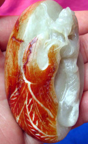 Hetian seed jade seed raw stone red skin color selection ingenious carving dragon and phoenix with certificate