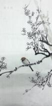 Pure hand-painted Chinese painting flowers and birds without a seal No seal ink Chinese painting plum Sparrow picture