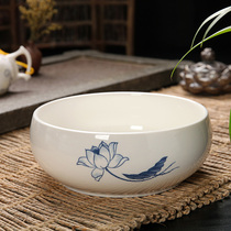 Porcelain large blue and white purple sand ceramic pen wash cup tea sea tea wash 19cm large tea wash