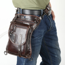 Original multi-functional leg bag leather fanny pack Shoulder bag crossbody bag trend chest bag cowhide chest bag casual mens bag trend