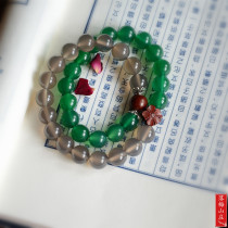 {Tilou listen to the wind and rain to see Jianghu Road} Natural gray-green jalcedony and elegant charm to cool double-Circle Bracelet