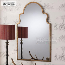 Simple modern dressing mirror full body fitting mirror wooden wall vanity mirror Chinese porch bathroom decoration vanity mirror