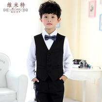 boys vest shirt suit pants set spring children solid color dress flower boy piano costume